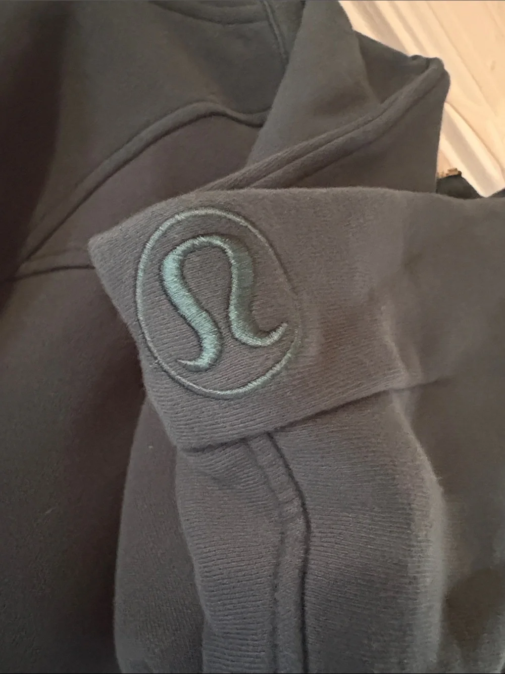 lululemon athletica dark teal Half-Zip Hooded Pullover, crop style